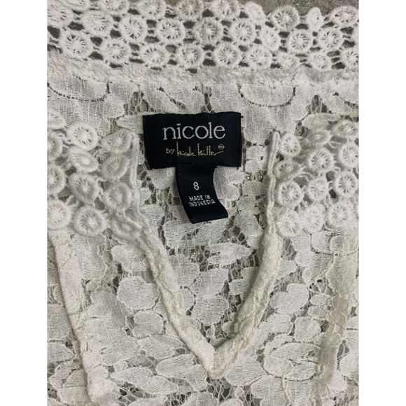 Nicole by Nicole Miller Dress Womens 8 Feminine White Lace Cottage Core Tunic - Picture 8 of 13
